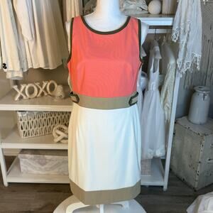 Dressbarn size 14P sleeveless, color block dress. Sophisticated, mature #3681